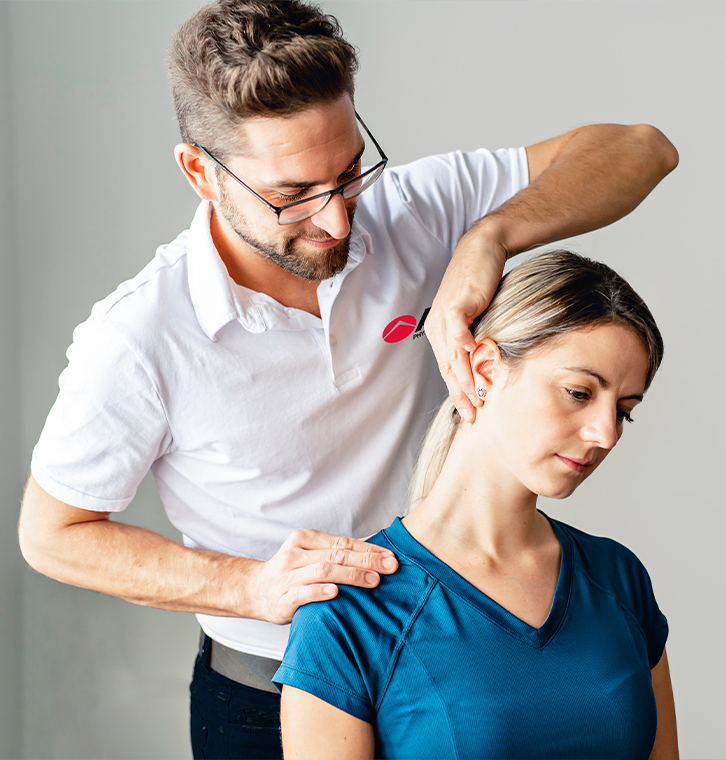 Vestibular physical therapy session in progress.
