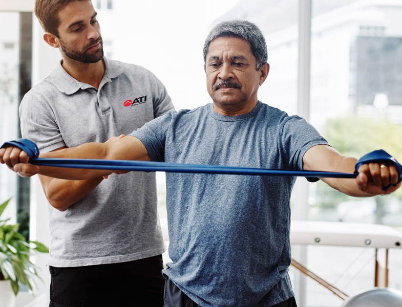 Man engaging in physical therapy